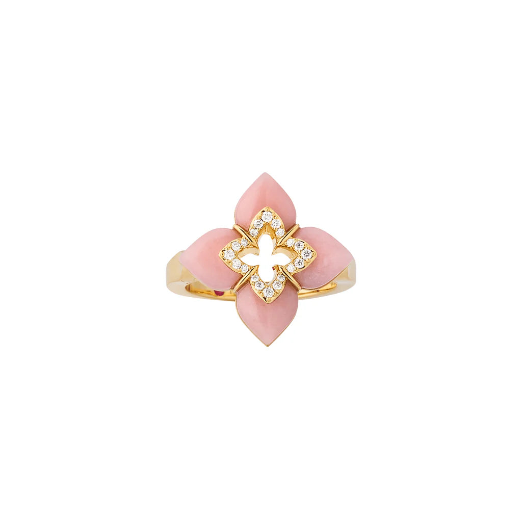 18K Rose Gold Venetian Princess Pink Opal and Diamond Ring
