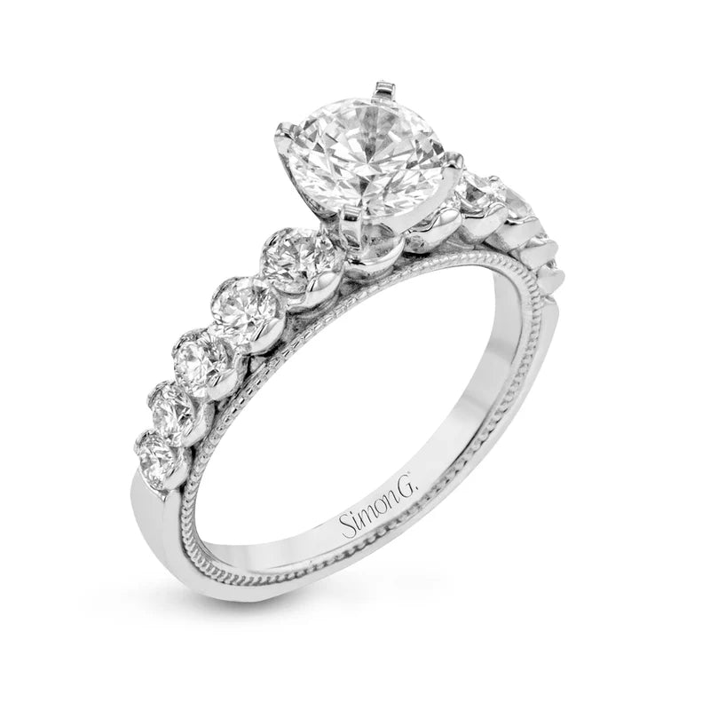 18K White Gold Round-Cut Diamond Semi-Mount Engagement Ring