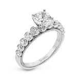 18K White Gold Round-Cut Diamond Semi-Mount Engagement Ring
