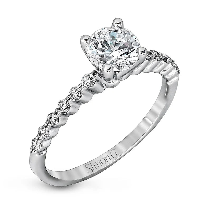 18K White Gold Round Semi-Mount Engagement Ring