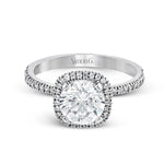 18K White Gold Round Halo Semi-Mount Engagement Ring