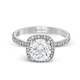 18K White Gold Round Halo Semi-Mount Engagement Ring