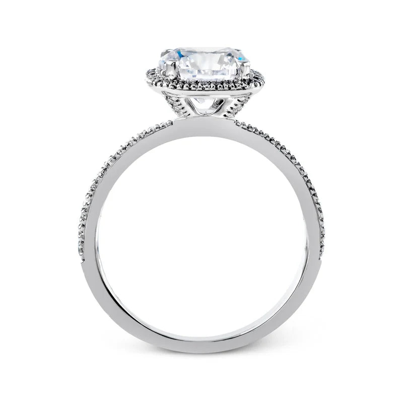 18K White Gold Round Halo Semi-Mount Engagement Ring