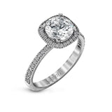 18K White Gold Round Halo Semi-Mount Engagement Ring