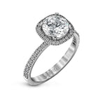 18K White Gold Round Halo Semi-Mount Engagement Ring