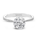 18K White Gold Round Hidden Halo Semi-Mount Engagement Ring