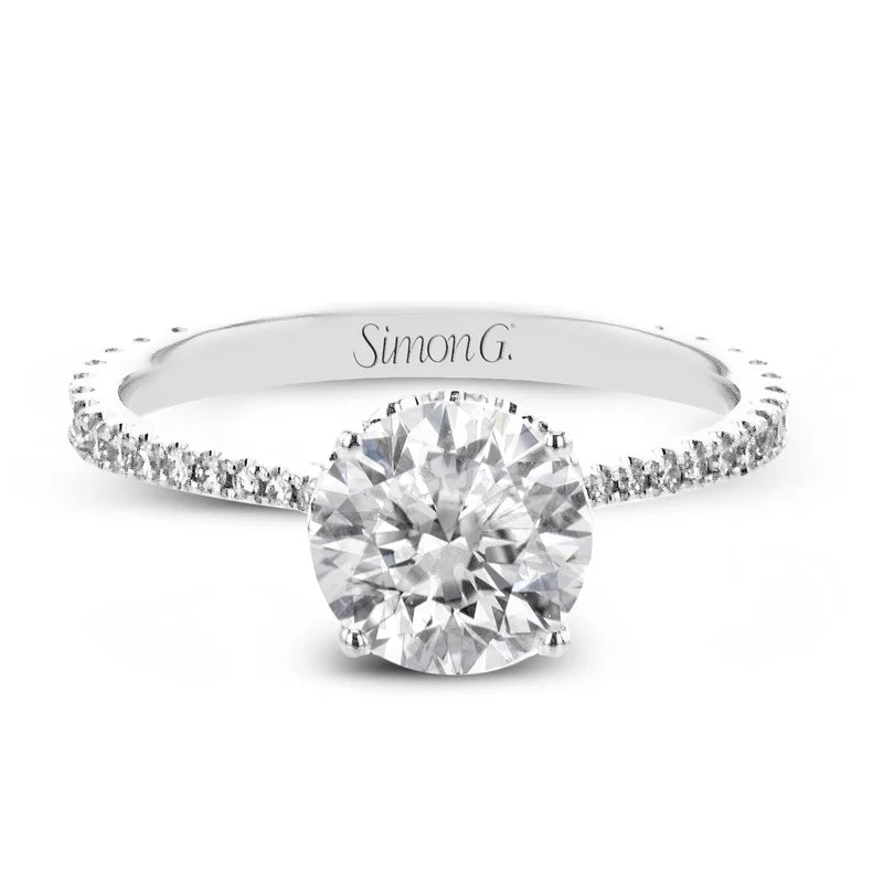 18K White Gold Round Hidden Halo Semi-Mount Engagement Ring