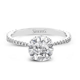 18K White Gold Round Hidden Halo Semi-Mount Engagement Ring