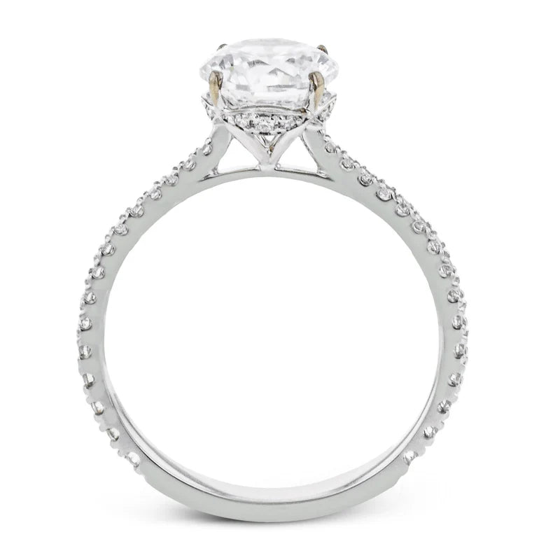 18K White Gold Round Hidden Halo Semi-Mount Engagement Ring