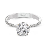 18K White Gold Round Hidden Halo Semi-Mount Engagement Ring