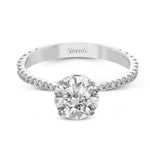 18K White Gold Round Hidden Halo Semi-Mount Engagement Ring