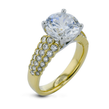 18K Yellow Gold Round Thick Semi-Mount Engagement Ring
