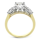 18K Two-Toned Round Three Stone Semi-Mount Engagement Ring