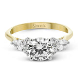 18K Two-Toned Round Three Stone Semi-Mount Engagement Ring