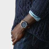 The Canfield Model C56 Blue Dial Brown Leather Strap Watch 43mm