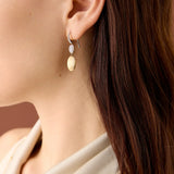 18K Yellow Gold Bean Earrings with Diamonds, 1.3"