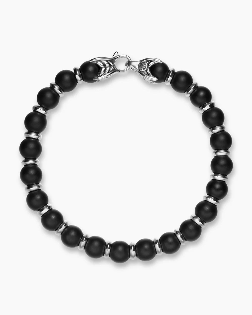 SPIRITUAL BEADS BRACELET Sterling Silver with Black Onyx, 8mm