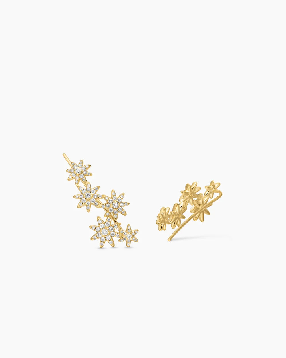 STARBURST CLIMBER EARRINGS 18K Yellow Gold with Diamonds, 23mm