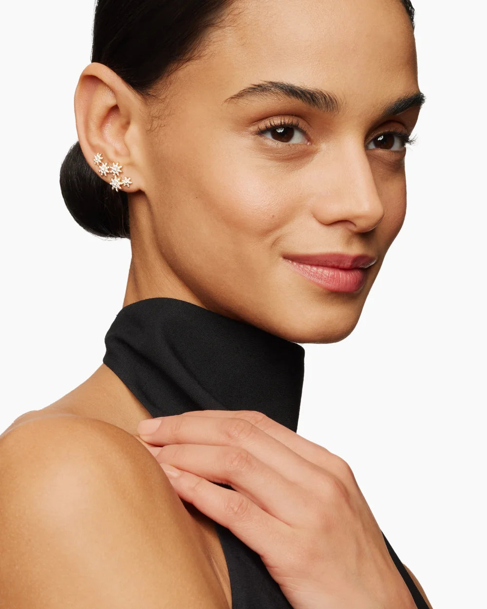 STARBURST CLIMBER EARRINGS 18K Yellow Gold with Diamonds, 23mm
