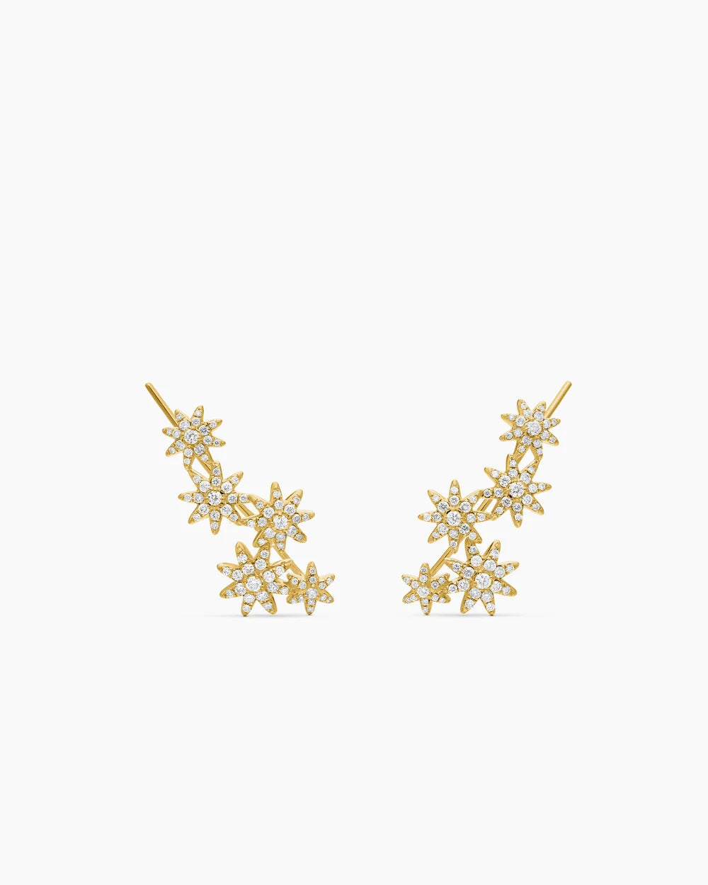STARBURST CLIMBER EARRINGS 18K Yellow Gold with Diamonds, 23mm