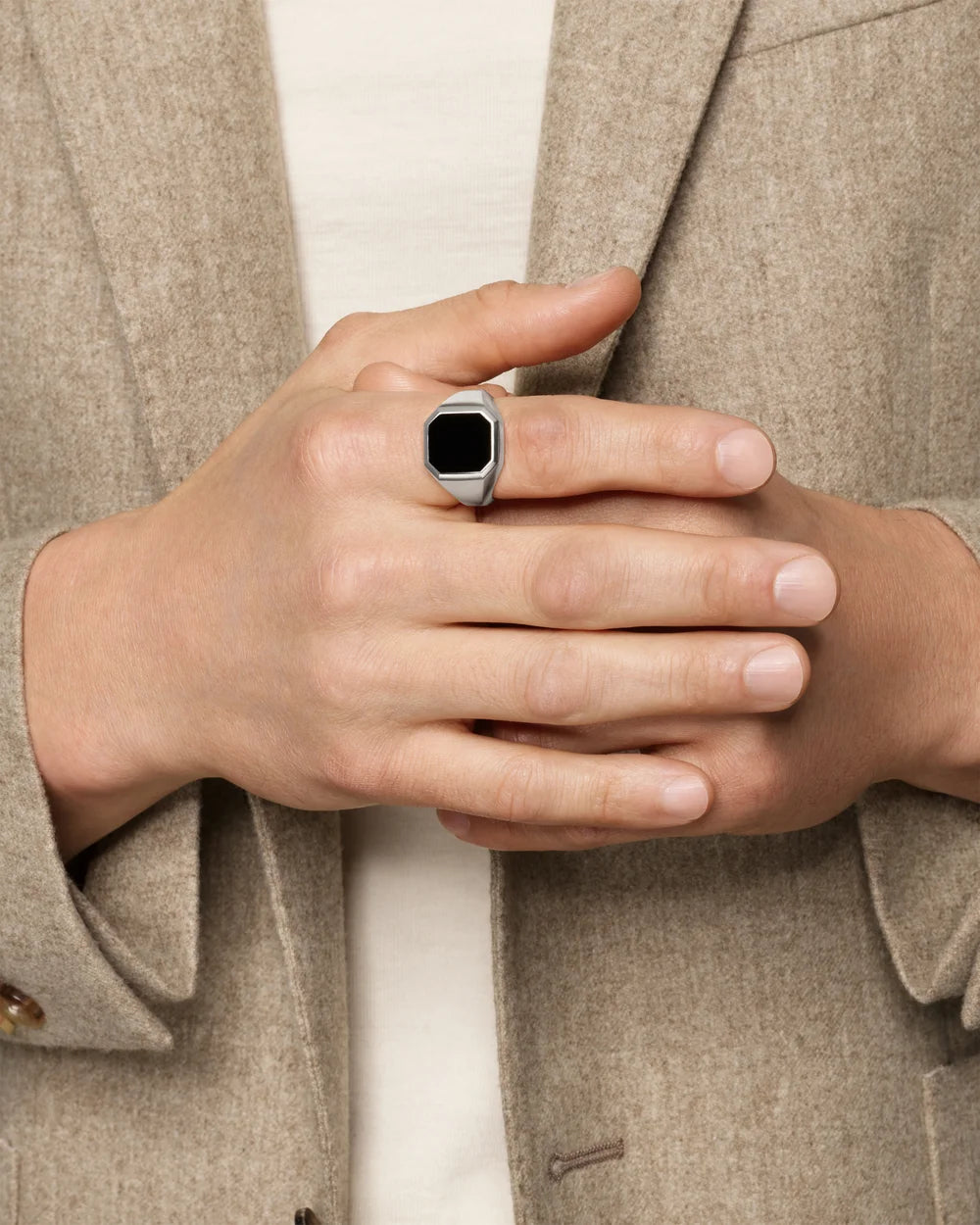 STREAMLINE® SIGNET RING Sterling Silver with Black Onyx, 18mm