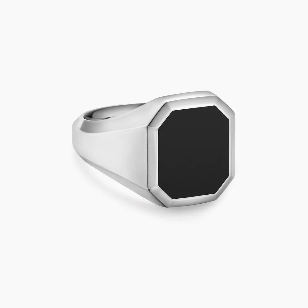 STREAMLINE® SIGNET RING Sterling Silver with Black Onyx, 18mm