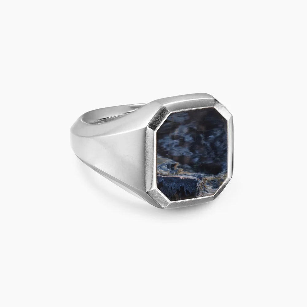 STREAMLINE® SIGNET RING Sterling Silver with Pietersite, 18mm