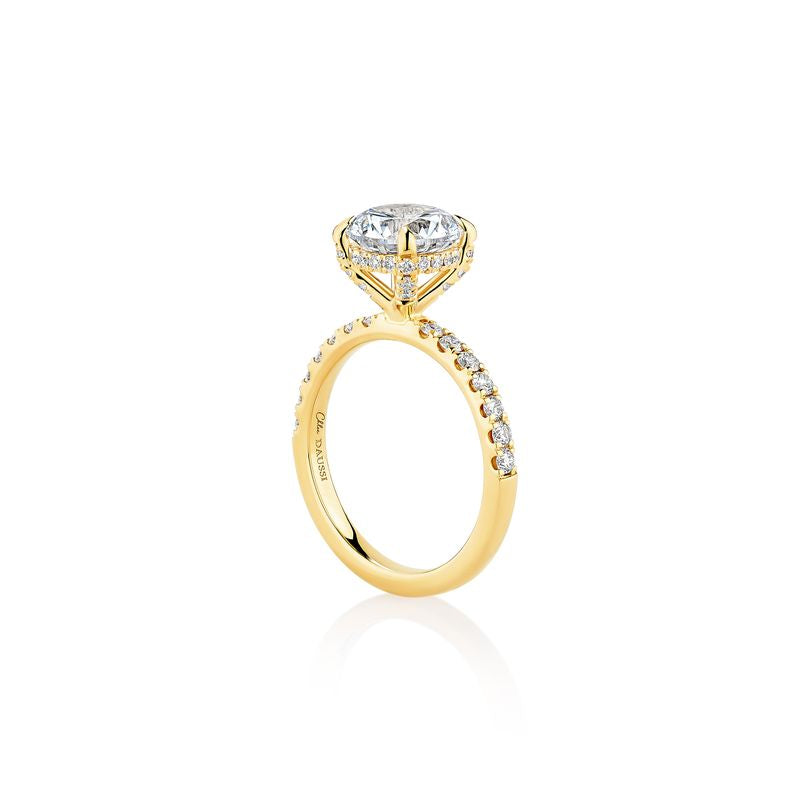 Classic Pave Band with Hidden Halo Engagement Ring Semi Mount