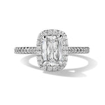 18K White Gold Delicate Halo Pave Engagement Ring