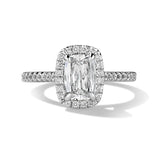 18K White Gold Delicate Halo Pave Engagement Ring