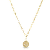18K Yellow Gold Venetian Princess Small Diamond Medallion Necklace