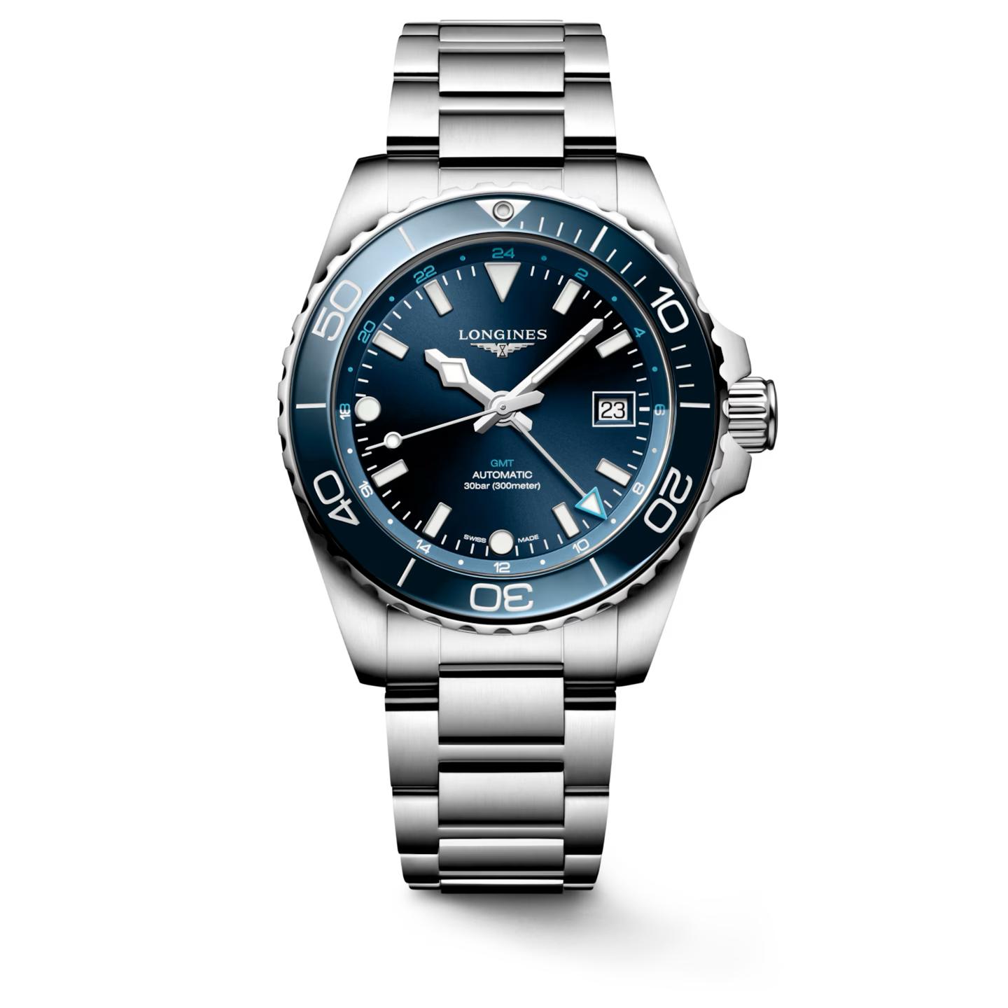 HYDROCONQUEST GMT- L3.790.4.96.6 Automatic watch, Ø 41.00 mm, stainless steel and ceramic bezel