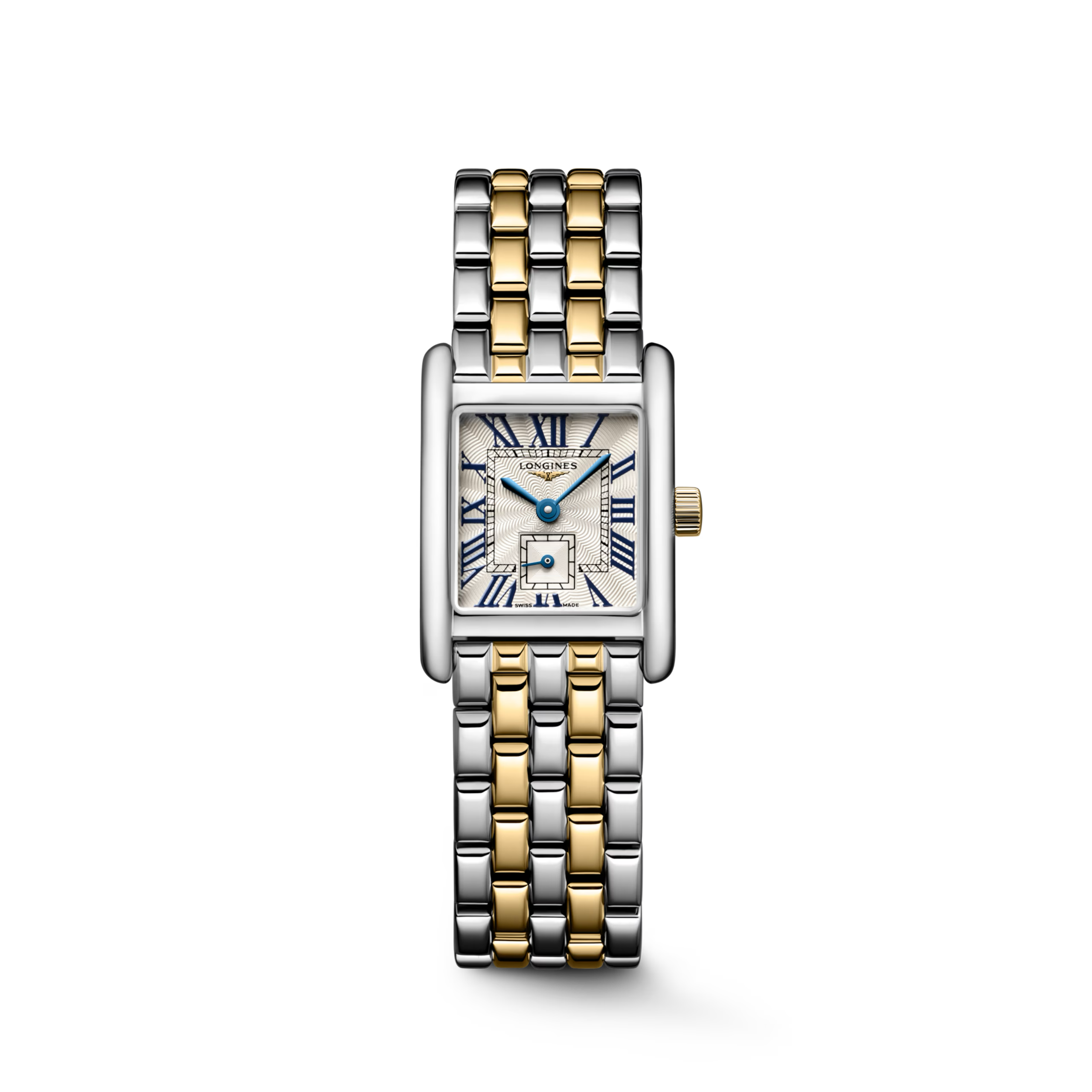 MINI DOLCEVITA- L5.200.5.70.7 Quartz watch, 21.50 X 29.00 mm, Stainless steel with 18 karat yellow gold crown