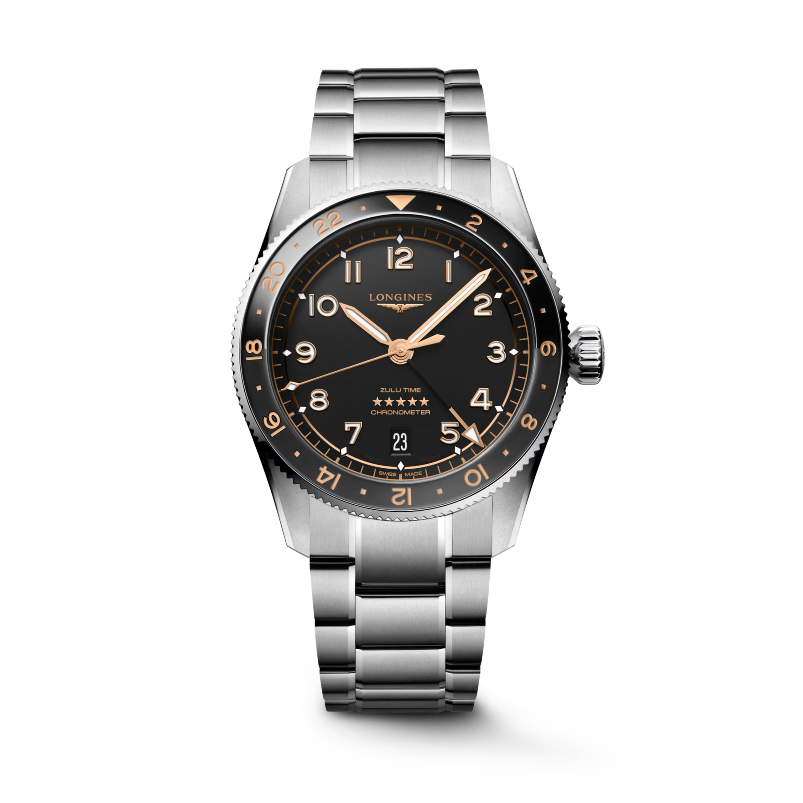 SPIRIT ZULU TIME- L3.802.4.50.6 Automatic watch, Ø 39.00 mm, Stainless steel and ceramic bezel