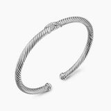 X CLASSIC CABLE STATION BRACELET Sterling Silver with Diamonds, 4mm