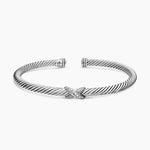 X CLASSIC CABLE STATION BRACELET Sterling Silver with Diamonds, 4mm