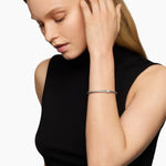 X CLASSIC CABLE STATION BRACELET Sterling Silver with Diamonds, 4mm
